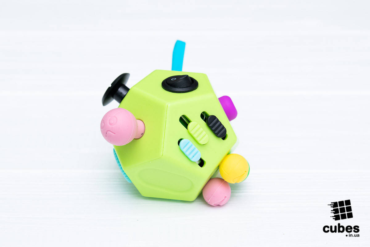 

Антистресс Fidget куб v2 (большой) салатовый 12 сторон