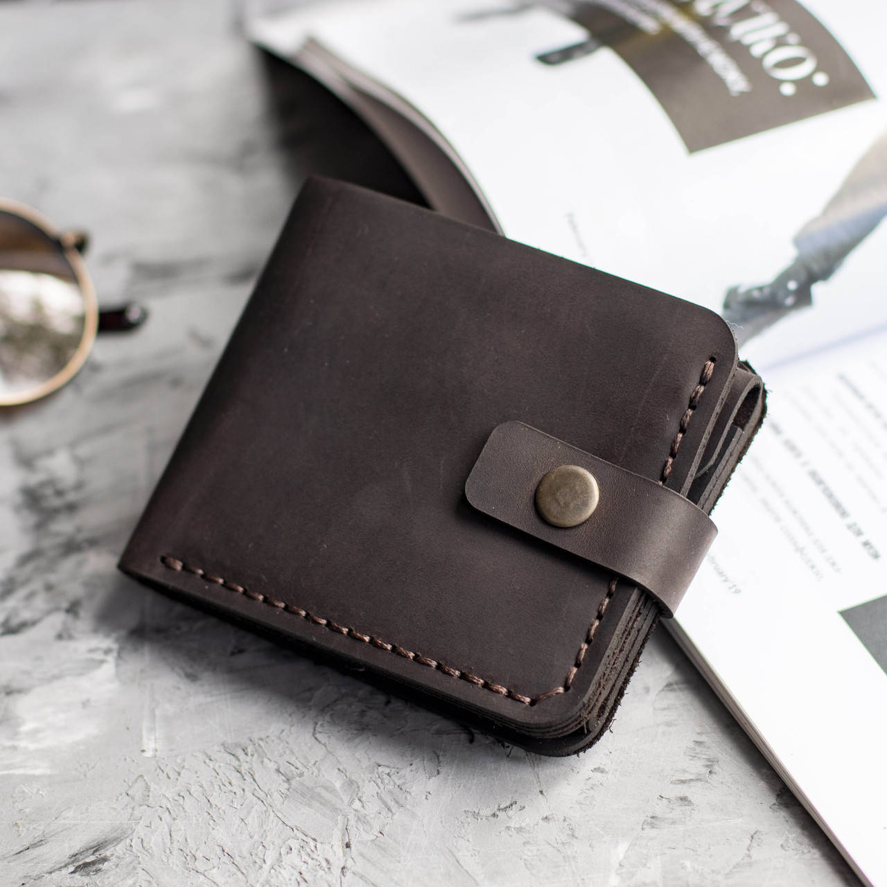 

Мужской кожаный кошелек Comfort коричневый, кошелек ручной работы, кожаное портмоне (бумажник )