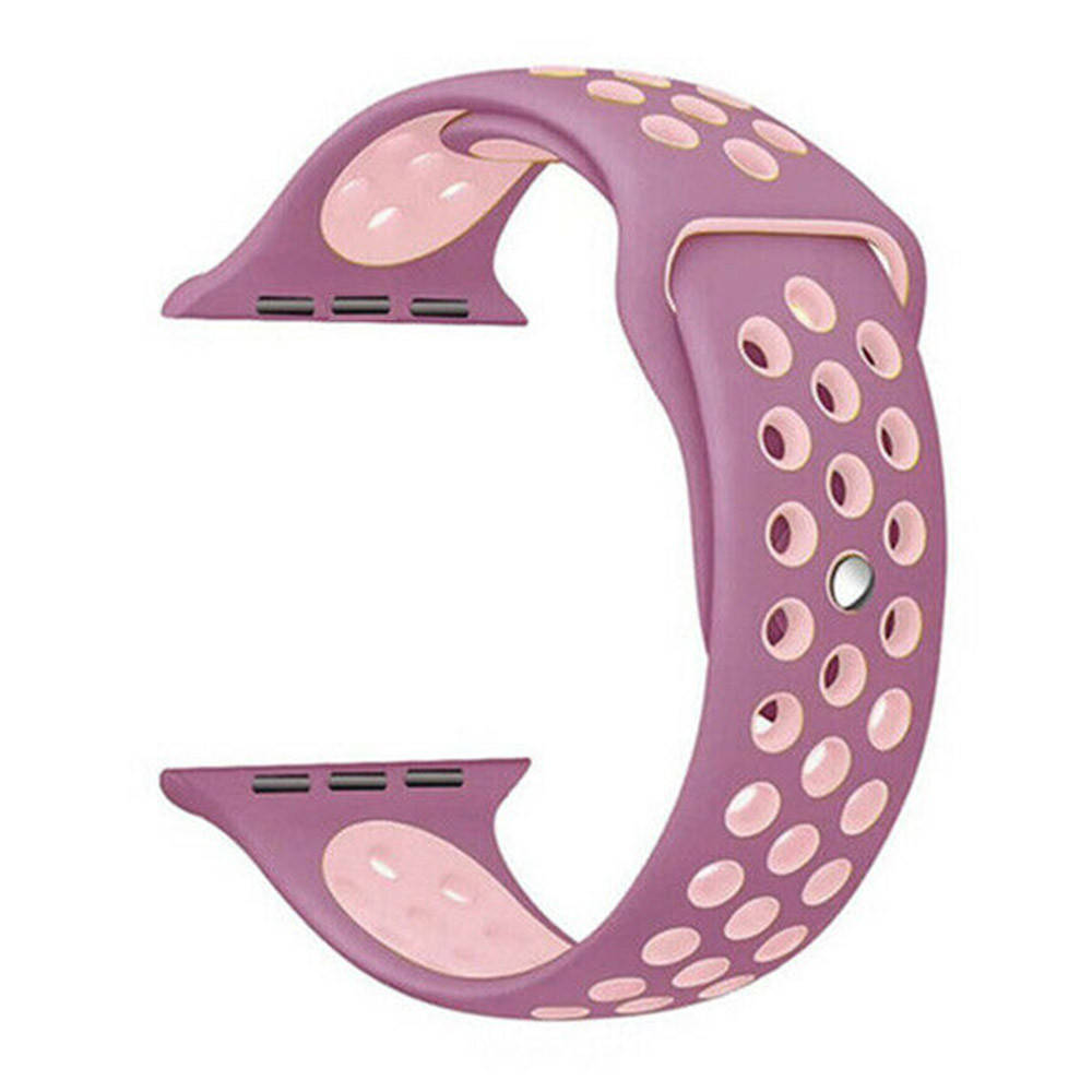 

Ремешок Silicone Sport для Apple Watch 42/44 mm сиреневый с розовым