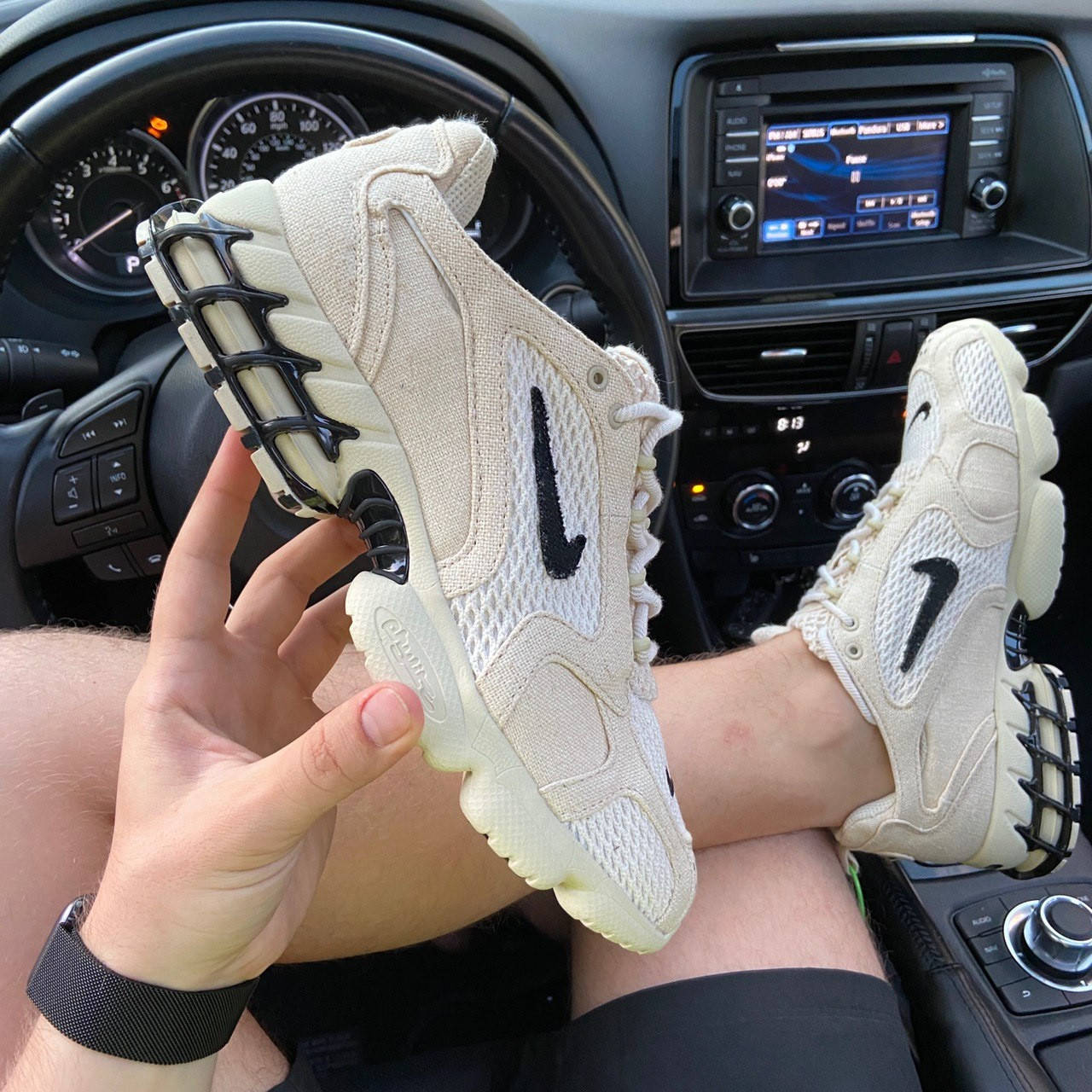 

Кроссовки Nike Air Zoom Spiridon Cage 2 Stussy Fossil, мужские кроссовки найк стусси аир зум, Бежевый