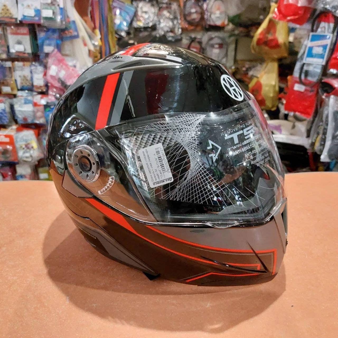 

Мотошлем трансформер (модуляр) с очками ",S,M,L" (черно-красный) "VLand, Коричневый