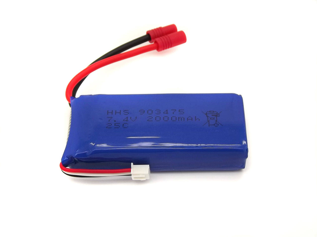 

Аккумулятор 2000mAh 7.4v 183475 высокотоковый С25 для дронов, квадрокоптеров, игрушек