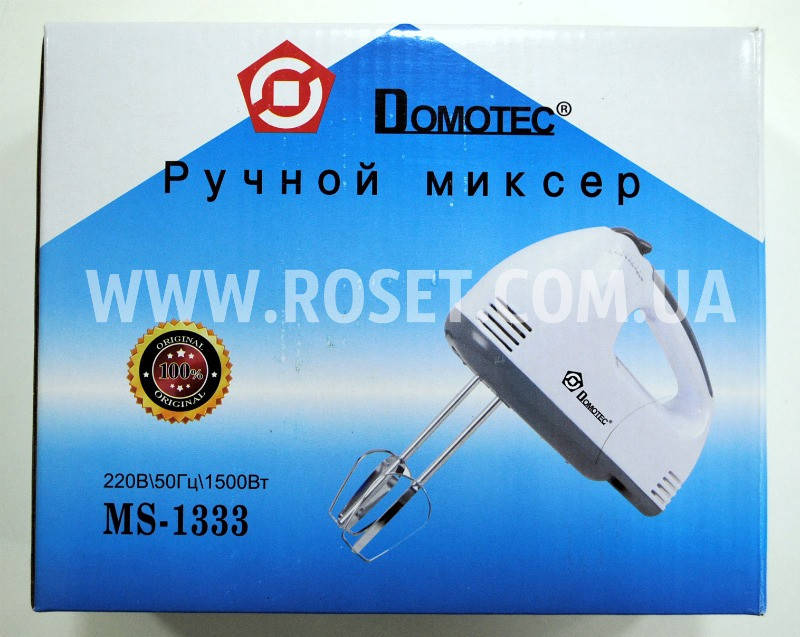 

Ручной миксер - Domotec MS-1333 180W (насадки для взбивания и для замеса теста)