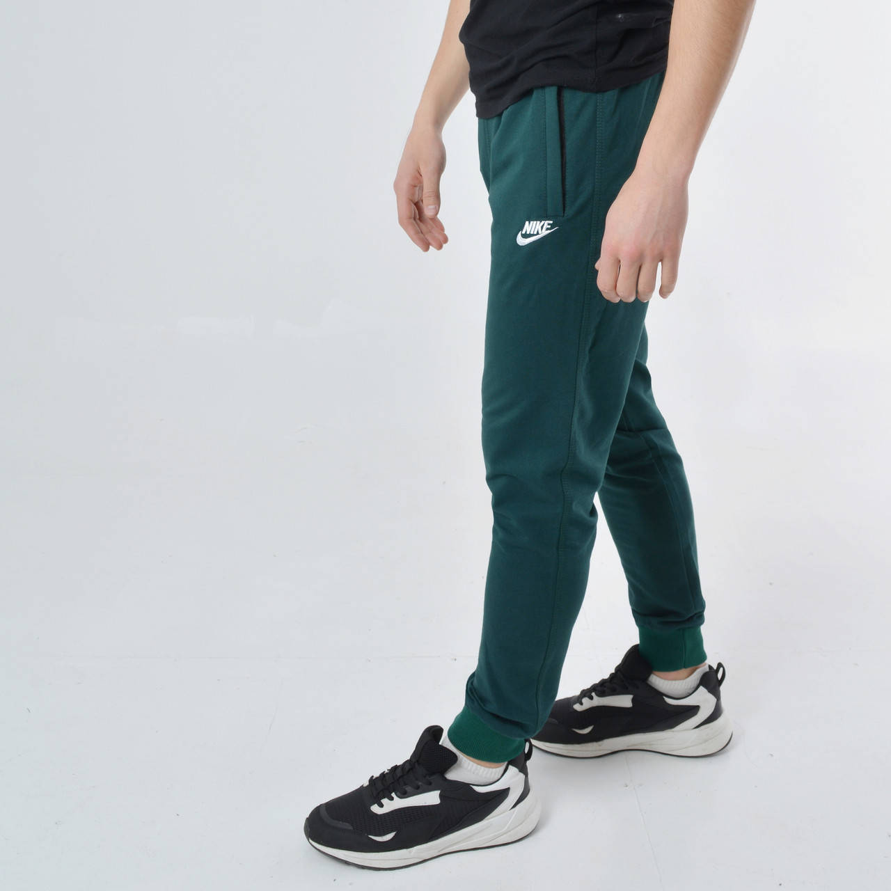 

Размеры: M,. Темно-зеленые мужские спортивные штаны на манжете / Трикотаж, Зелёный