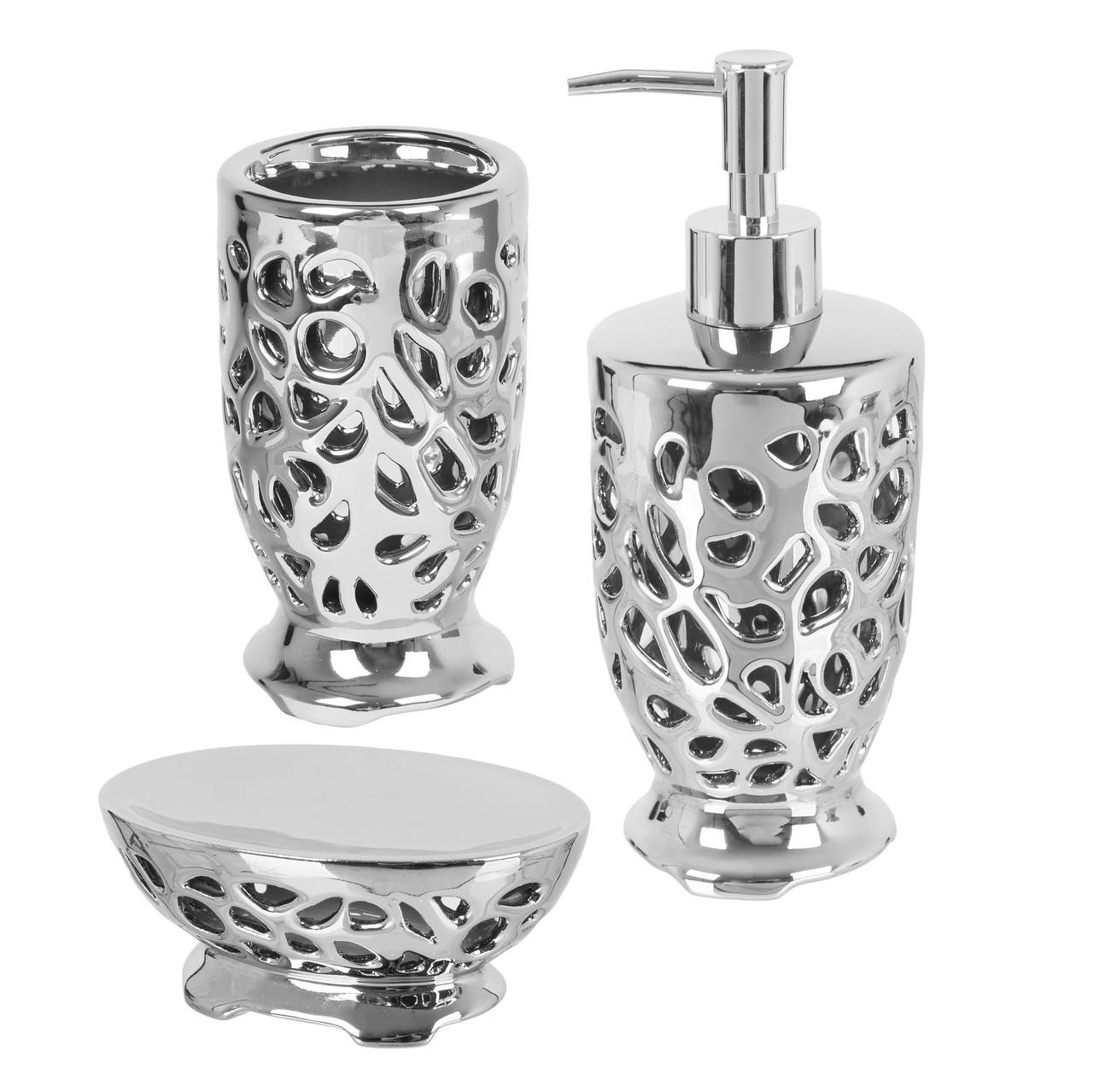 

Набор аксессуаров из керамики для ванной комнаты VOLVER Dolomite, Темно-серый