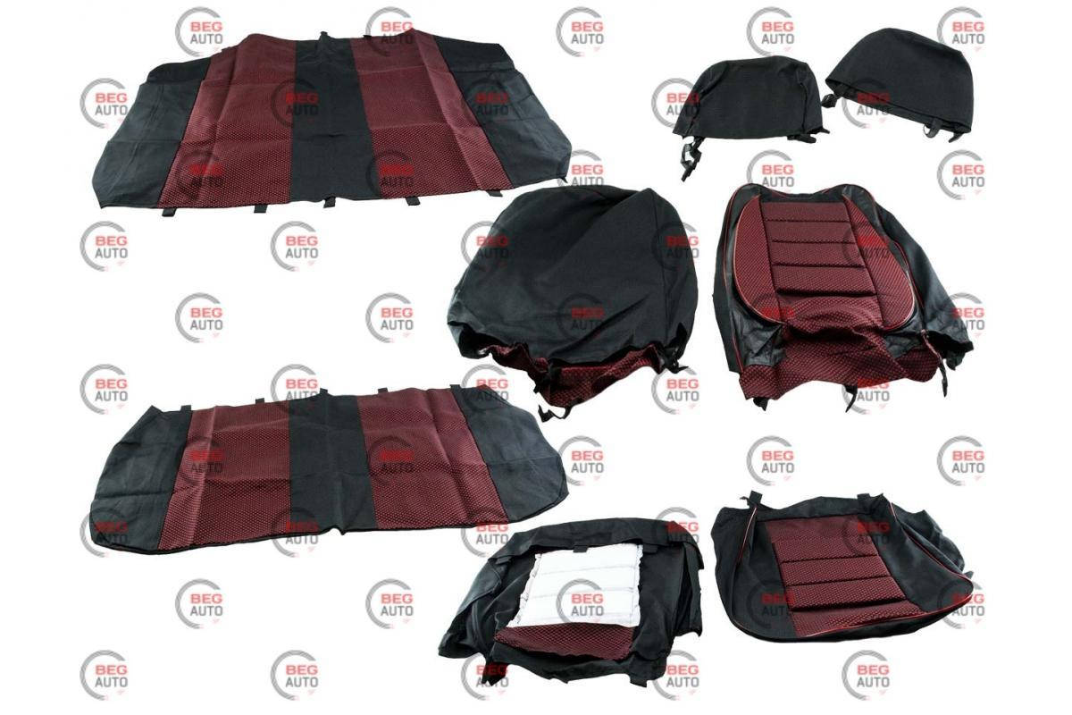 

Чехлы салона ВАЗ 2106, 2103 "пилот" красные кожзам+ткань