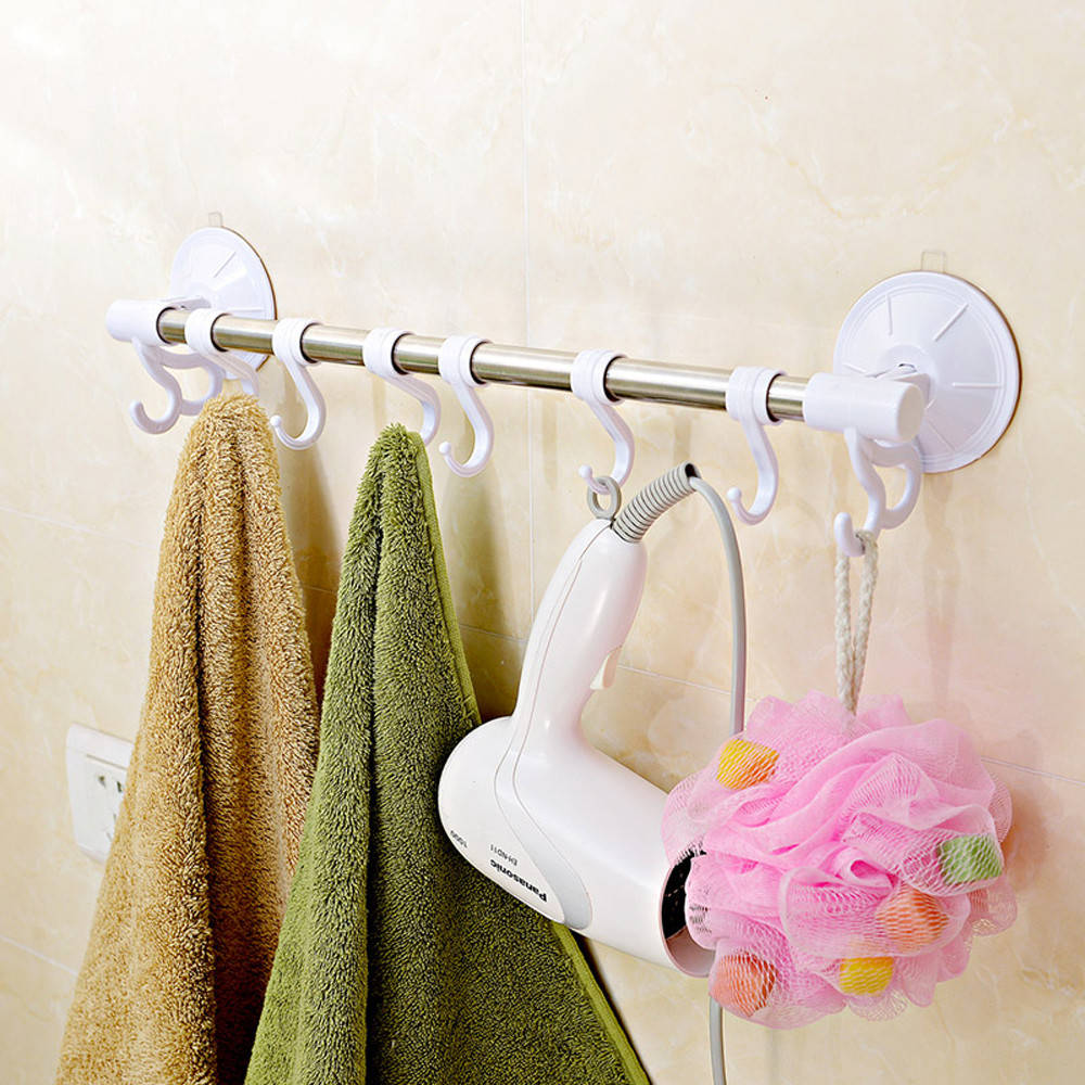 

Подвесная вешалка для полотенец с крючками 15.2 см Hanging Rod Hook Towel / Держатель для полотенца в ванную, Белый
