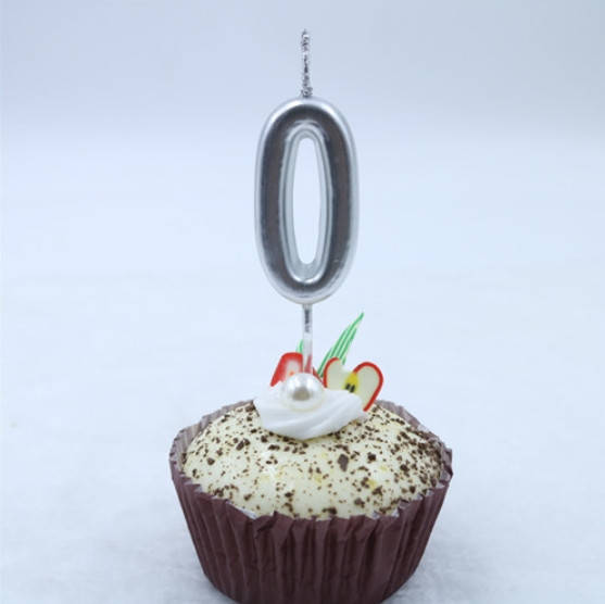 

Свеча цифра "0" в торт серебро