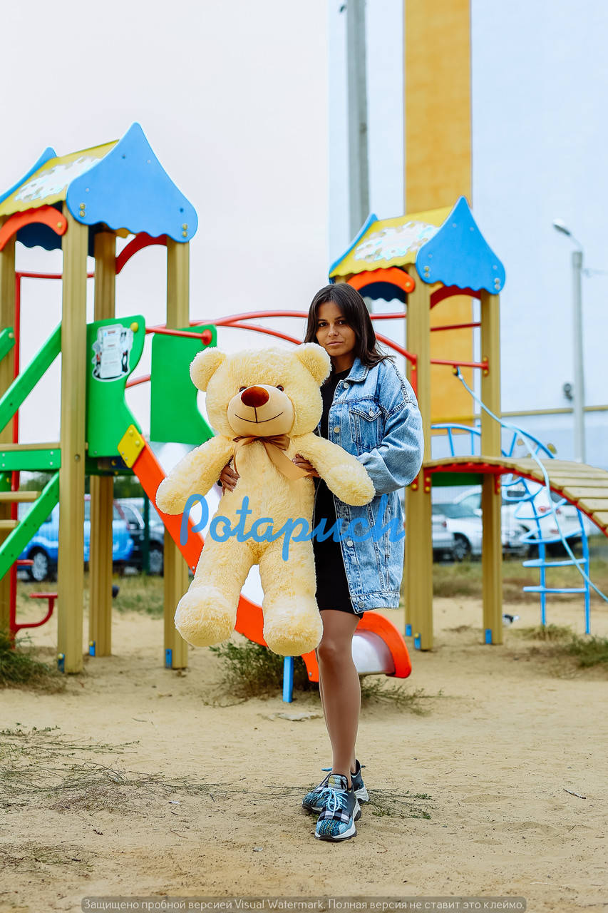 

Большой плюшевый мишка Рафаель 100см кремовый, Персиковый