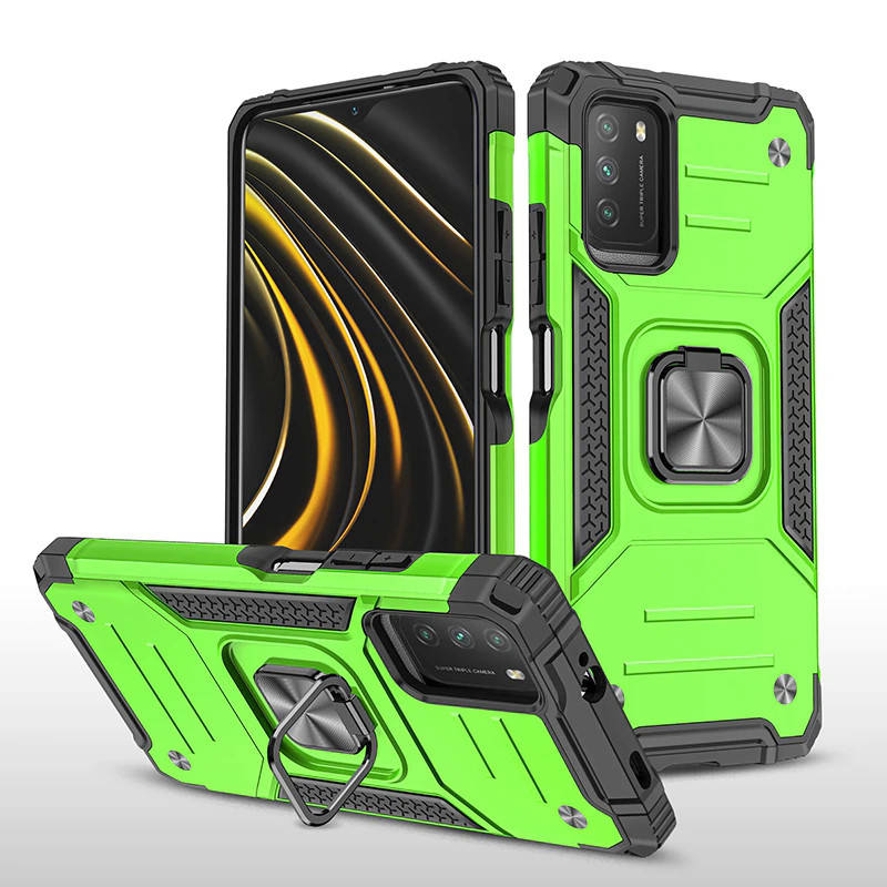 

Противоударный чехол с подставкой для Xiaomi Redmi 9T салатовый защитный бампер