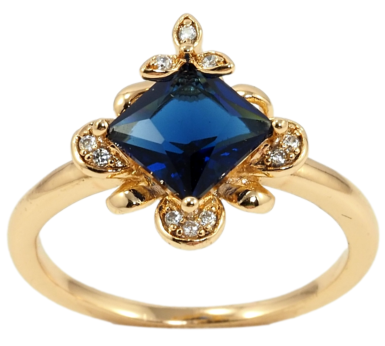 

Кольцо Xuping Позолота 18K "Синий фианит в декоративной оправе" р.16,17.5
