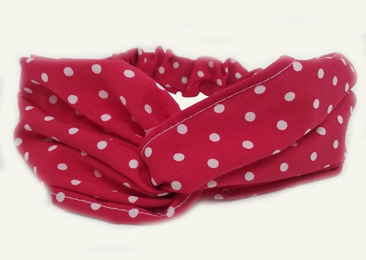 

Летняя повязка на голову красная в горох