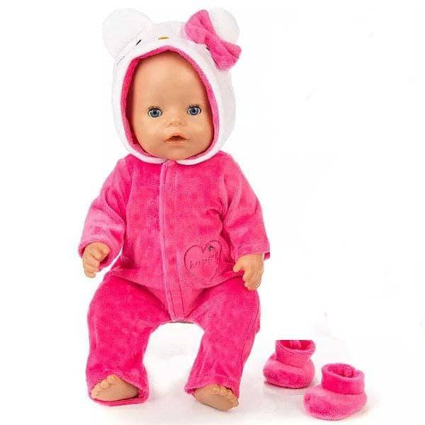 

Одежда для куклы Беби Борн 40-43 см / Baby Born Набор комбинезон кигуруми Хеллоу Китти малина 1006/3