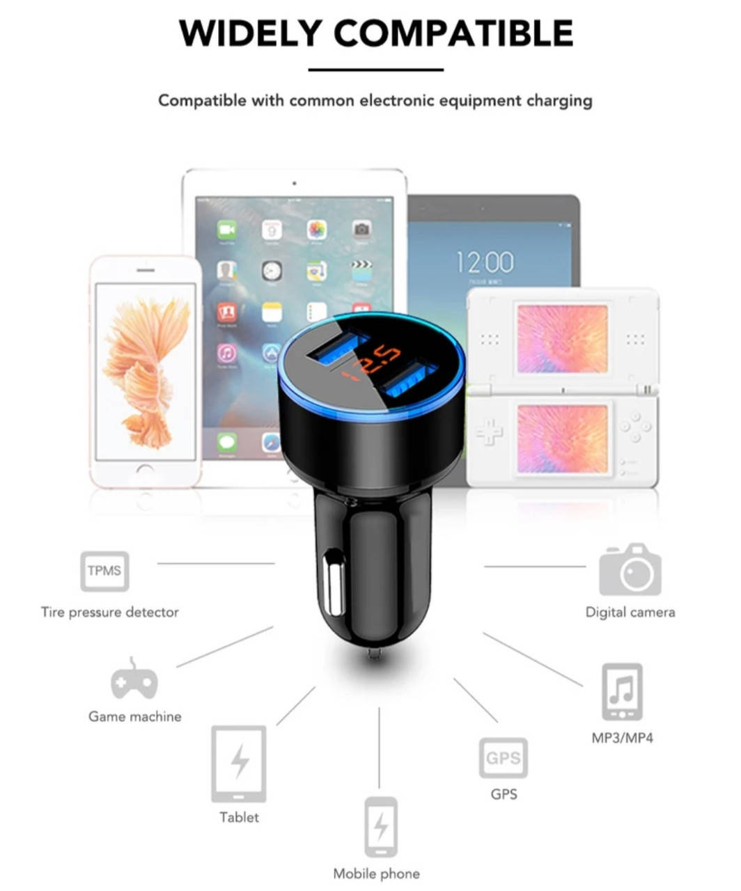 

Автомобильная USB зарядка от прикуривателя на 2USB HZ HC-7