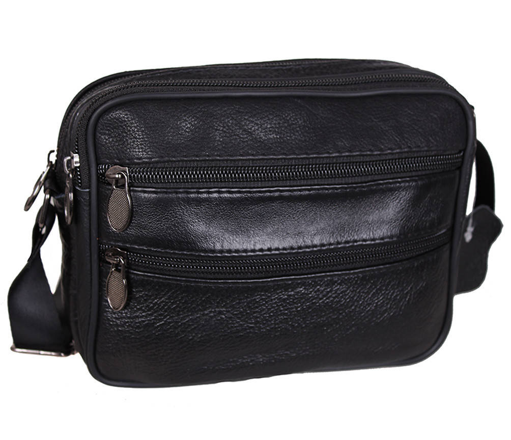 

Мужская кожаная сумка через плечо из натуральной кожи Dovhani Bon R0-1 Черная, Черный