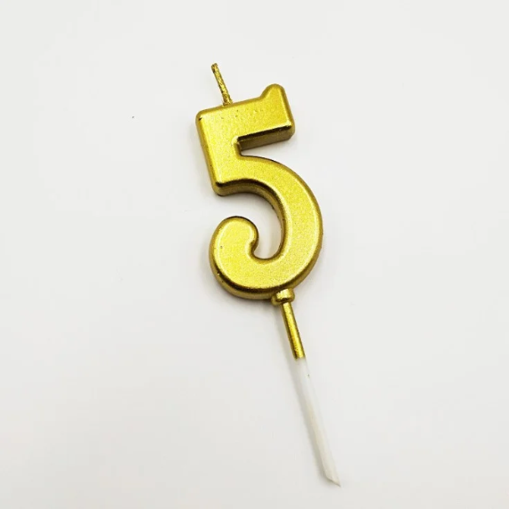 

Свеча цифра "5" в торт с позолотой