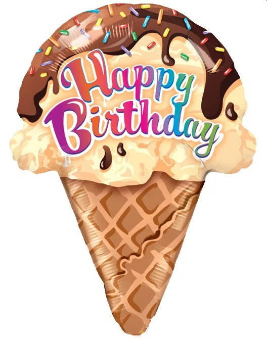 

Фольгированный шар большая фигура Мороженое Happy Birthday 46х69см Китай
