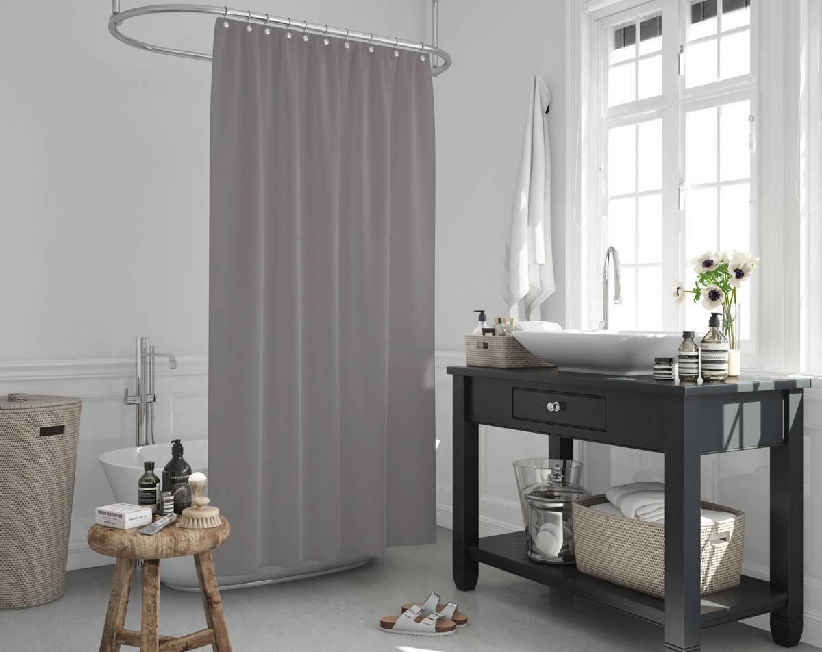 

Штора для ванной широкая 240*200 см Grey Tropik Турция, Серый