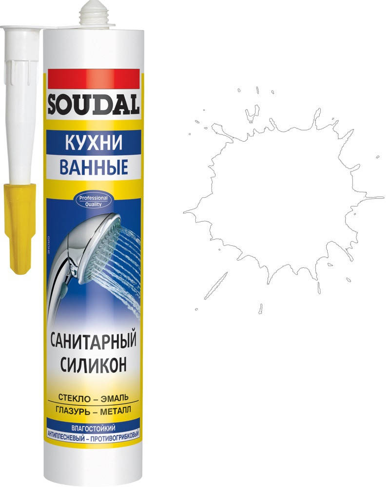 

Силикон санитарный 280мл /белый/ SOUDAL