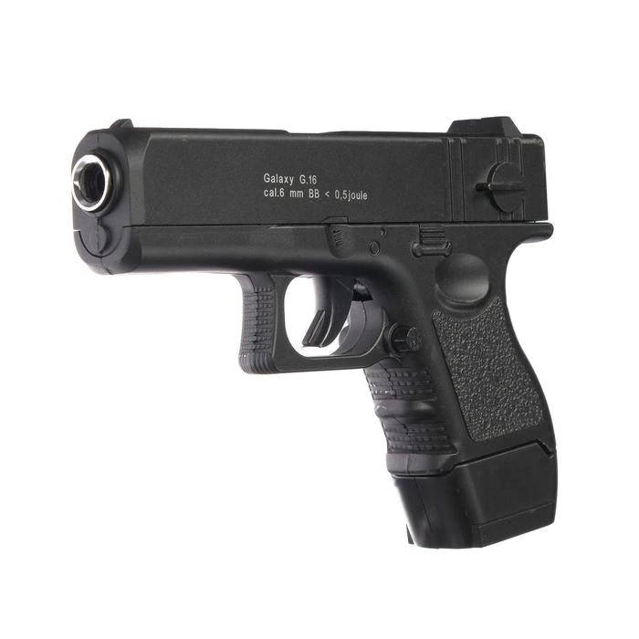 

Пистолет страйкбольный Galaxy G16 Glock 17 mini, металл, черный.