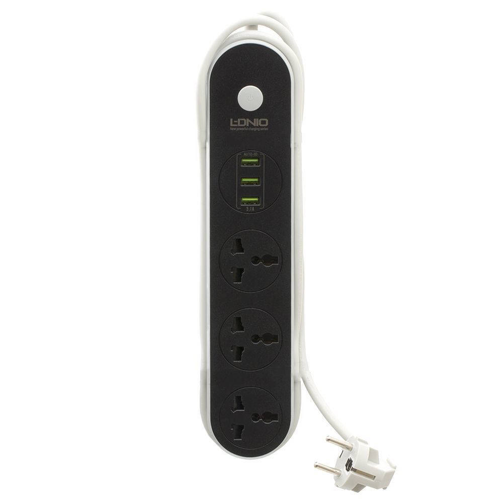

Сетевой удлинитель LDNIO SC3301 НА 3 розетки, 3 USB 1,6м, Black