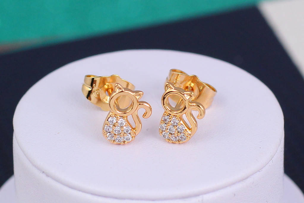 

Серьги гвоздики Xuping Jewelry котята 1 см золотистые