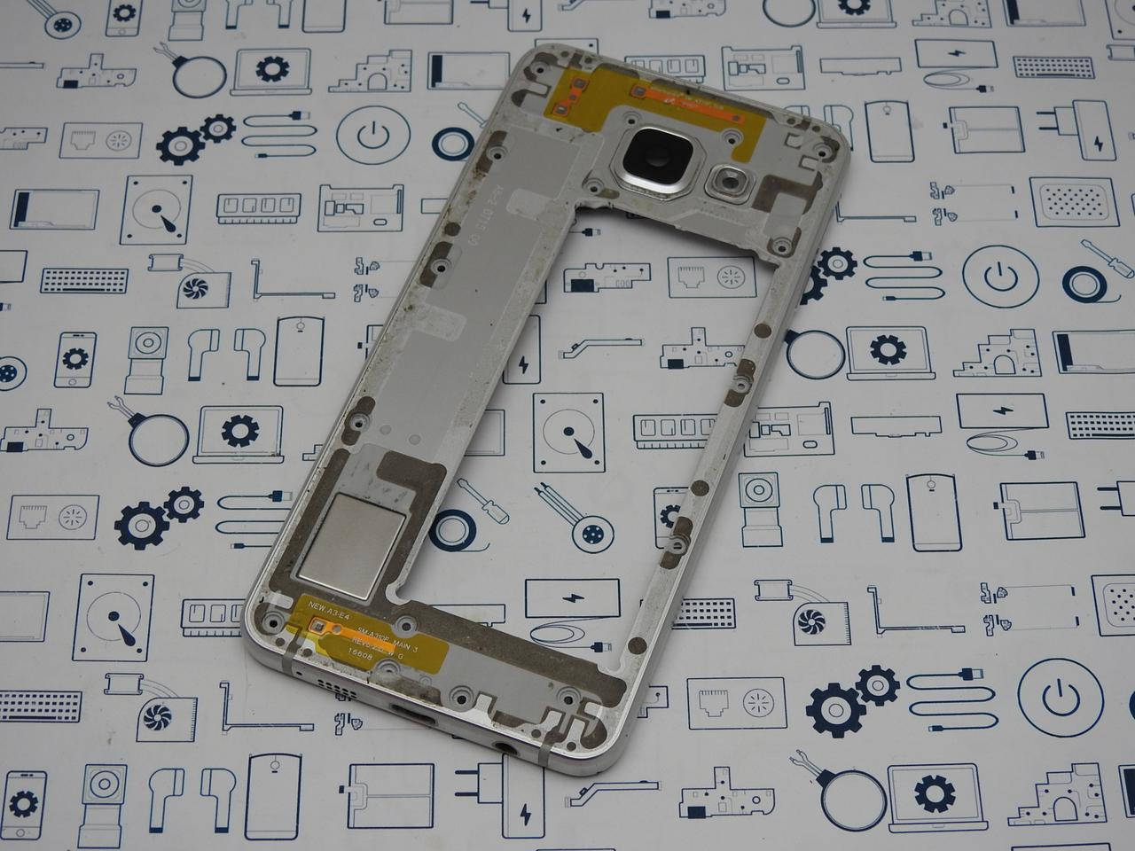 

Средний корпус Samsung A310F A3 (2016) c динамиком серый Сервисный оригинал с разборки