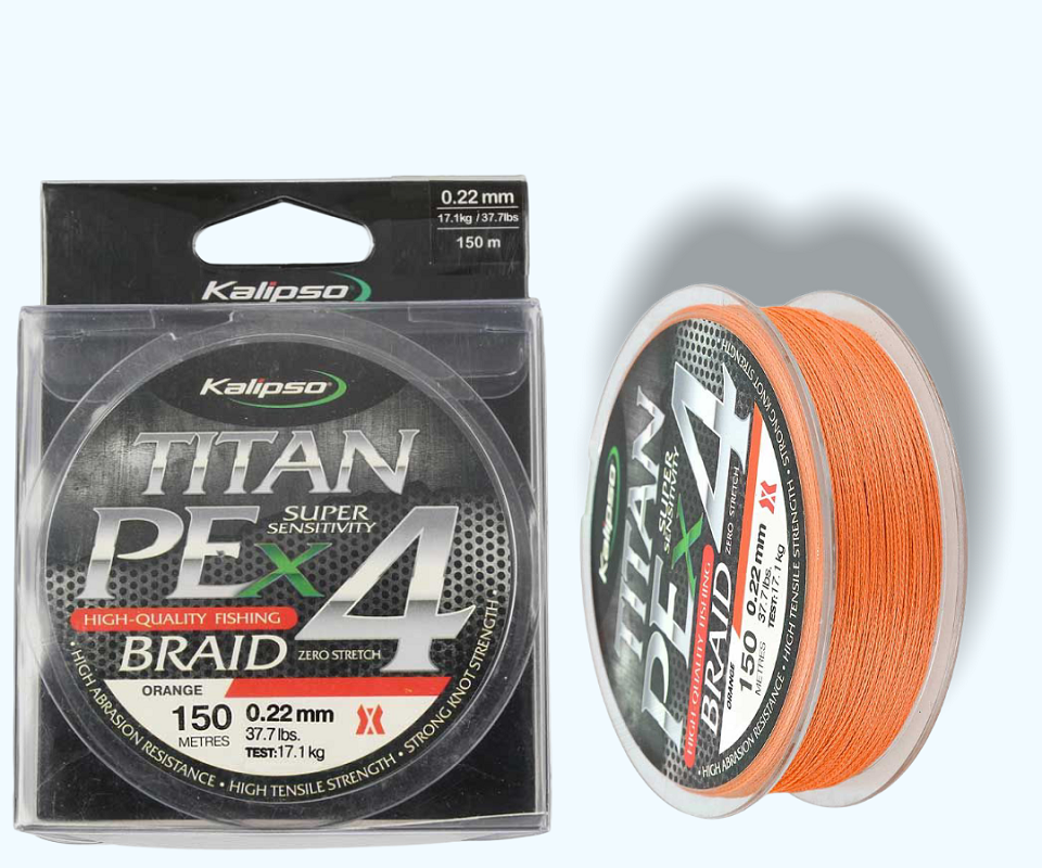 

Шнур Оранж Kalipso Titan PE X4 OR 150м 0.12, Оранжевый