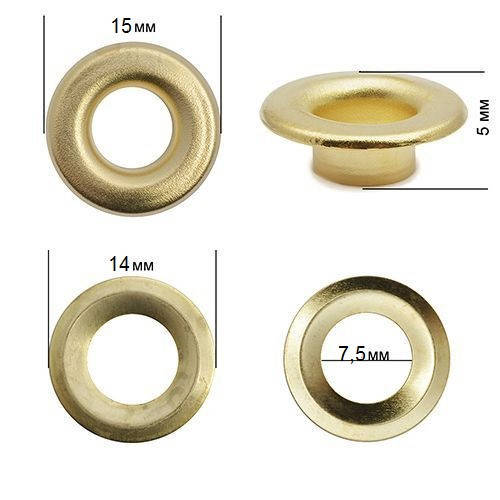 

Люверс с шайбой 8 мм, золото (от 20шт), Белый