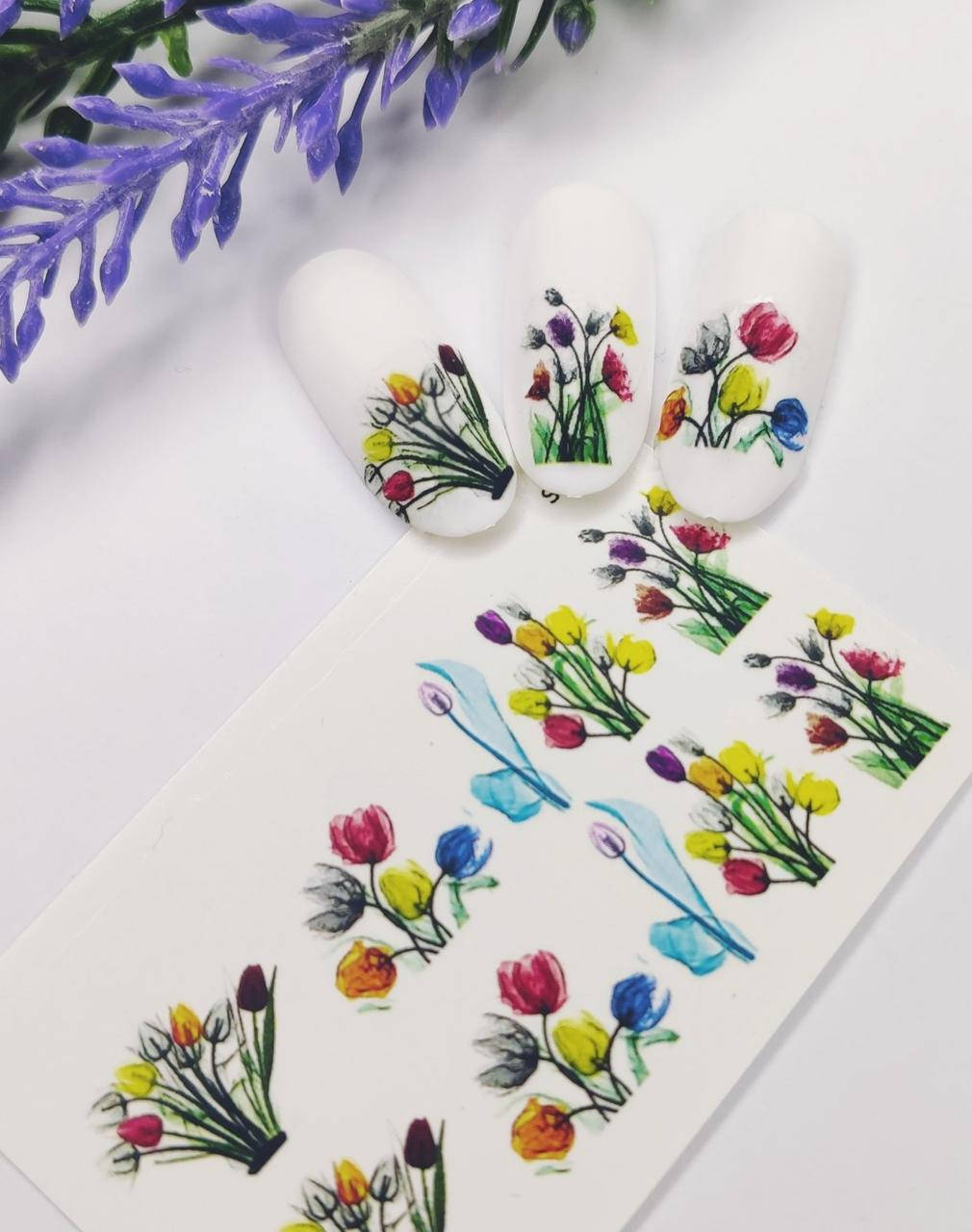 

Водные слайдеры для дизайна ногтей цветы S1036