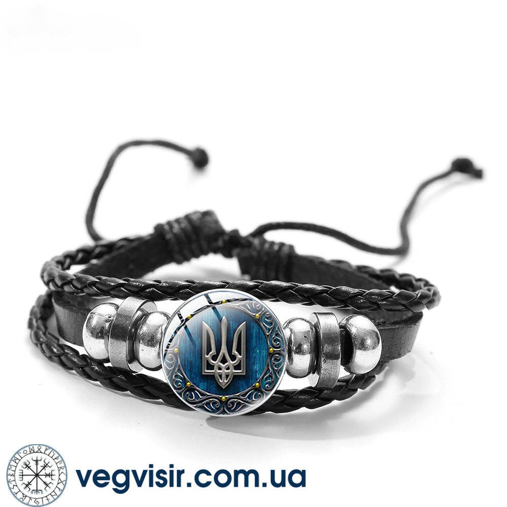 

Шикарный браслет тризуб герб натуральная кожа трезубец Украины