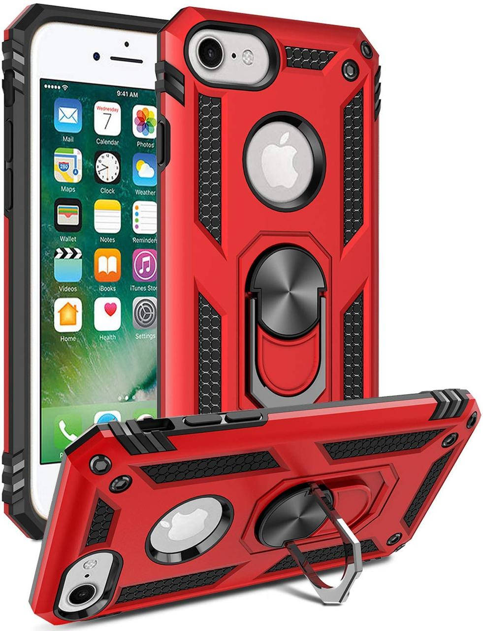 

Чехол Shield для Iphone 7 / 8 бронированный Бампер с подставкой Red