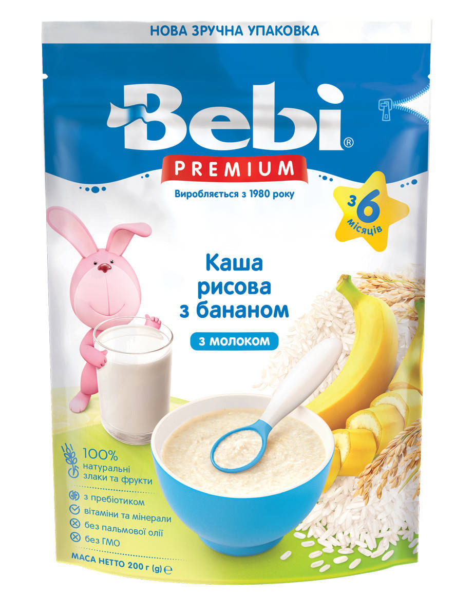 

Каша молочная Рисовая с бананом Bebi Premium, 200 г