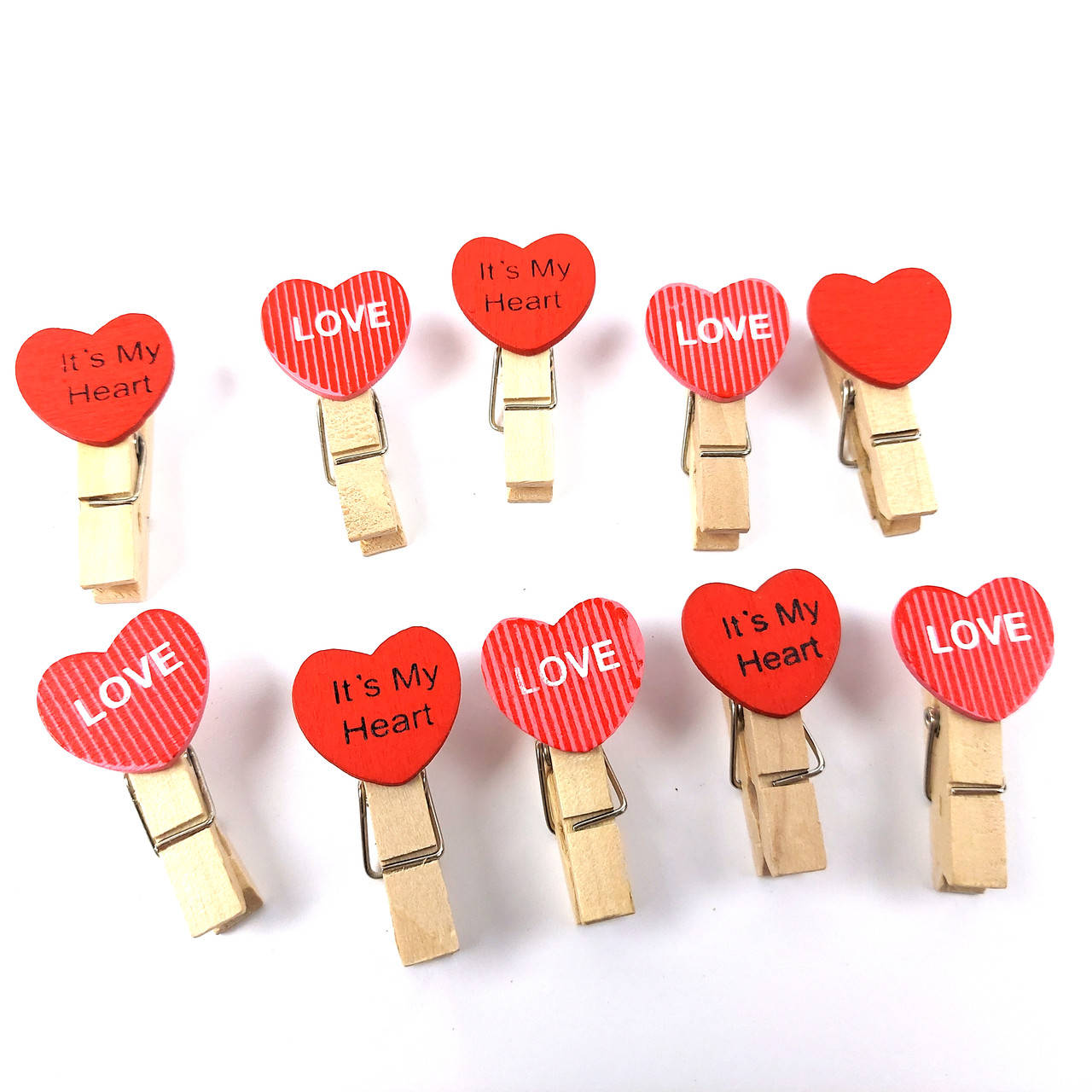 

Мини-прищепки набор 10 шт LOVE декоративные 3,5см