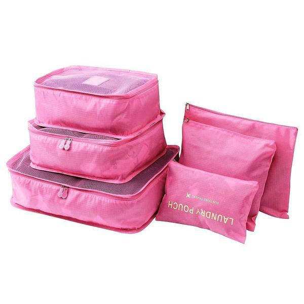 

Набор дорожных органайзеров 6 шт в наборе Laundry Pouch Дорожные органайзеры для вещей Косметички для поездок, Розовый
