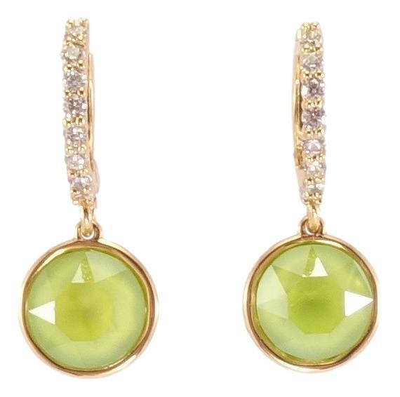 

Серьги Xuping Позолота 18K с кр-ми Swarovski подвески на колечках "Кристаллы Lime с дорожкой циркония"