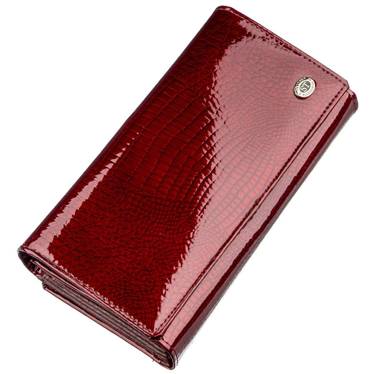 

Лаковый женский кошелек с визитницей ST Leather 18911 Бордовый