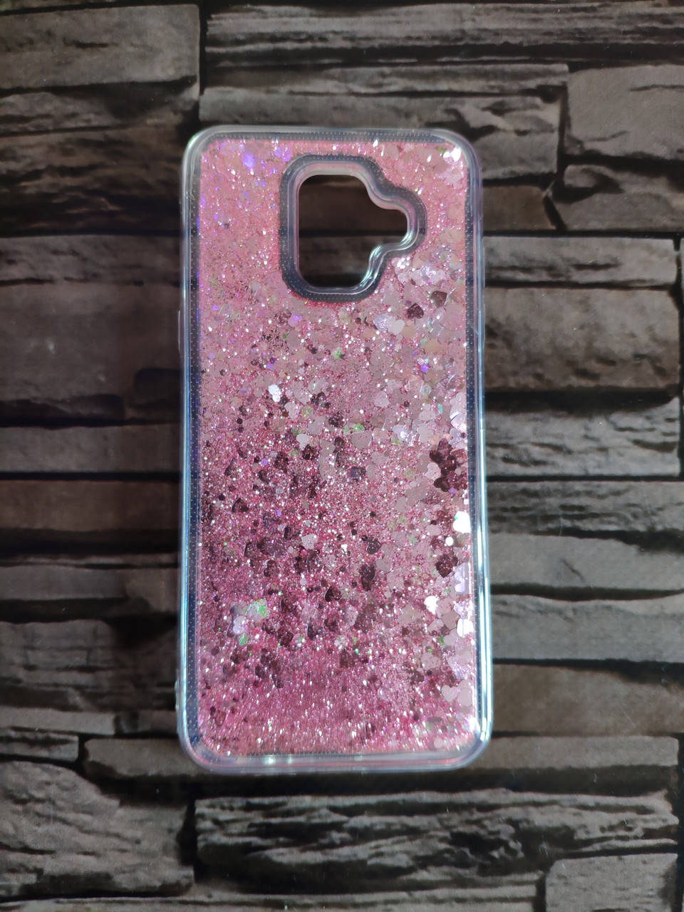 

Чехол на samsung A6 2018 перетекающий розовый сердце