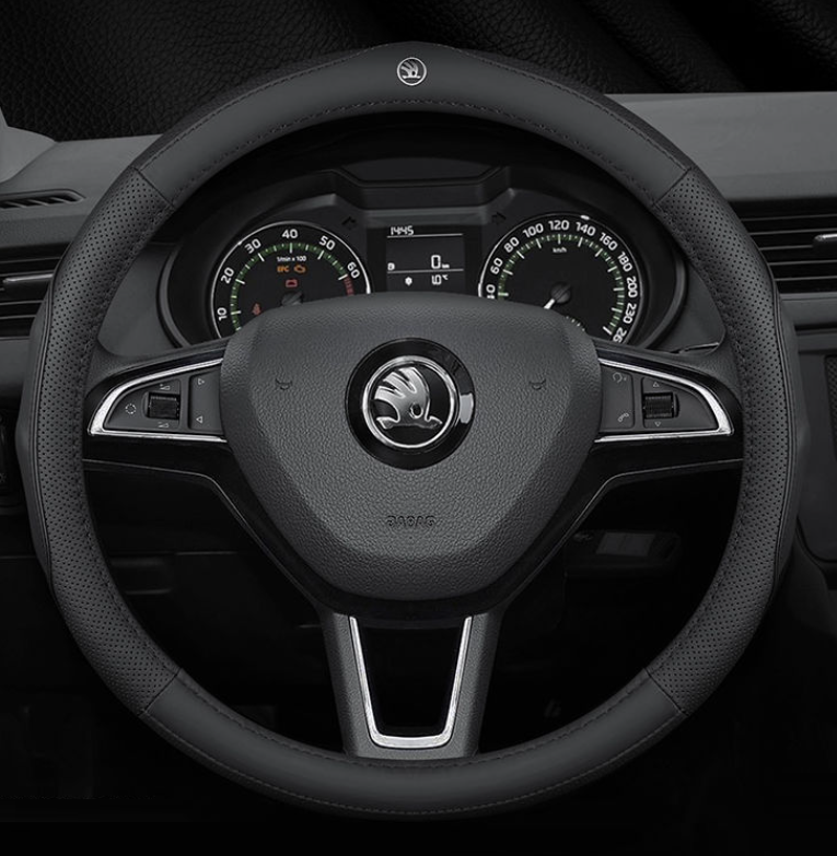 

Чехол оплетка Cool на руль для автомобиля Skoda натуральная кожа, Черный
