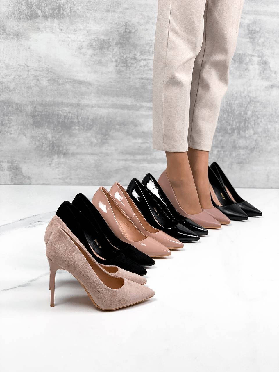 

Туфли лодочки женские бежевые чёрные 35 36 37 38 39 40, Бежевый