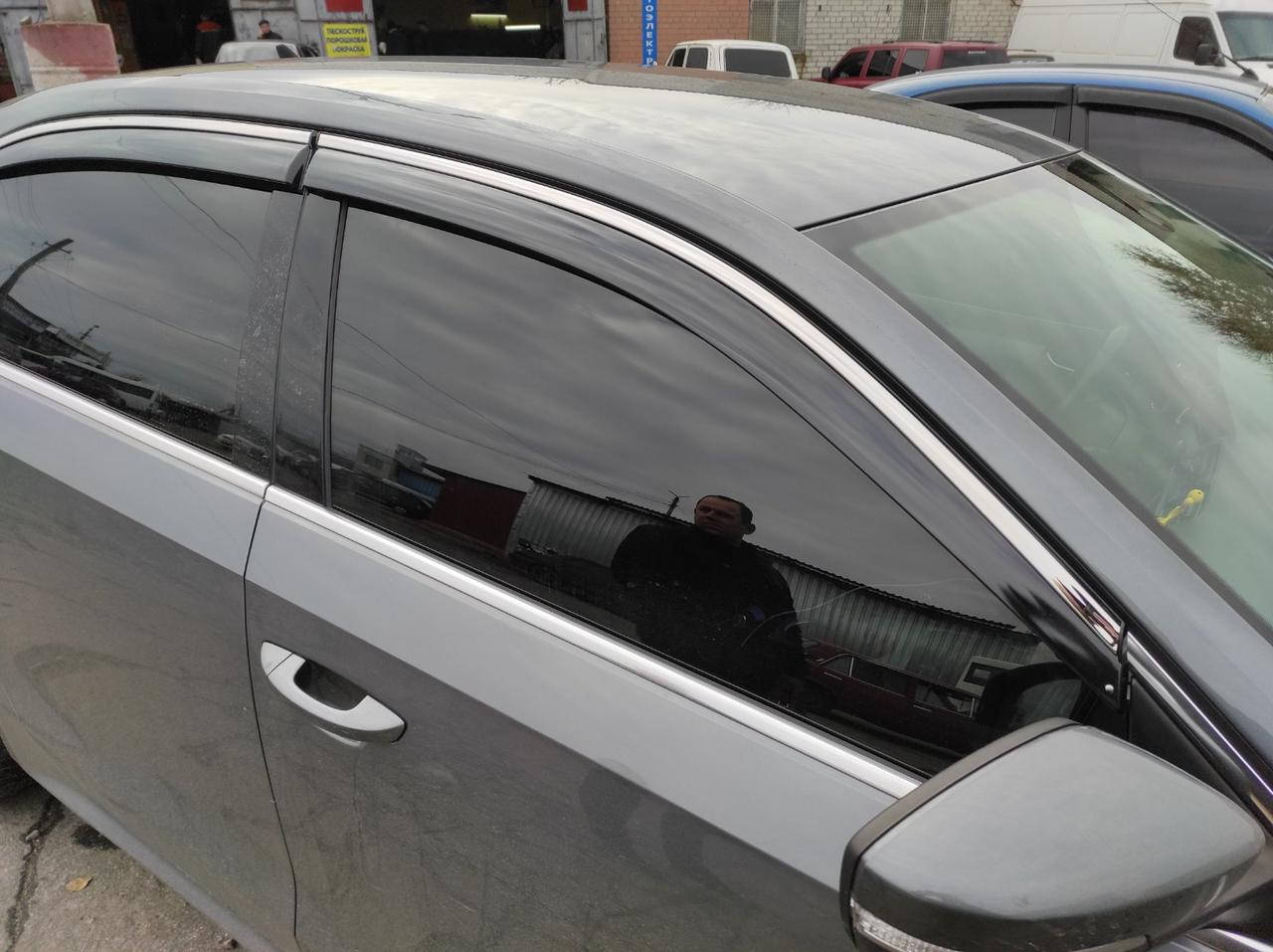 

Дефлекторы окон с хром молдингом, ветровики Volkswagen Passat B7/B8 американец 2011-2018