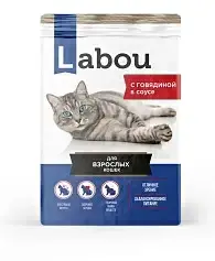 

Labou вологий корм з яловичиною в соусі для кішок, 0,085 кг