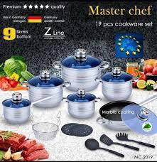 

Набор посуды MASTER CHEF MC-2019 19 предметов 9 слоев дна