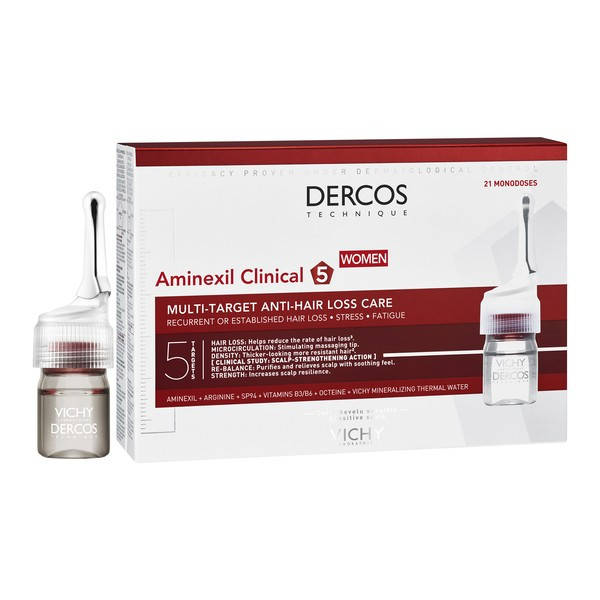 

Vichy Dercos Aminexil Clinical 5 - Средство против выпадения волос и комплексного действия для женщин, 21х6 мл