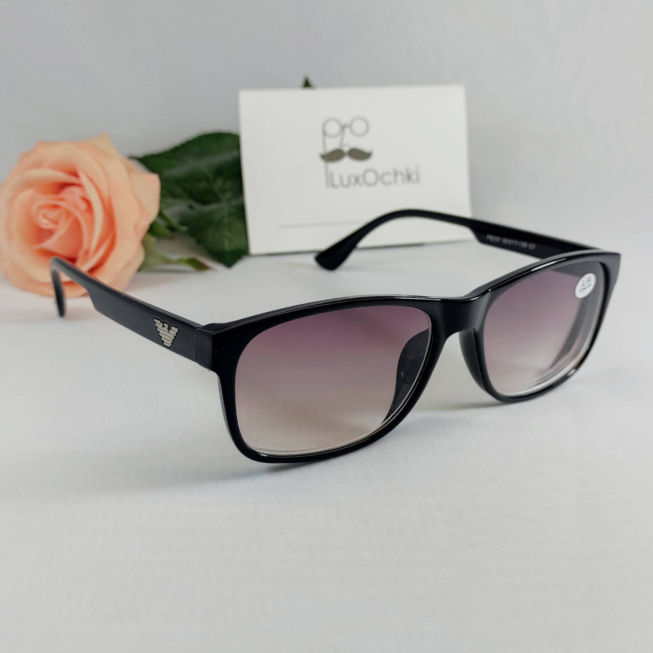 

-1.0 Готовые минусовые мужские очки для зрения в пластиковой оправе Армани тонированные лизы