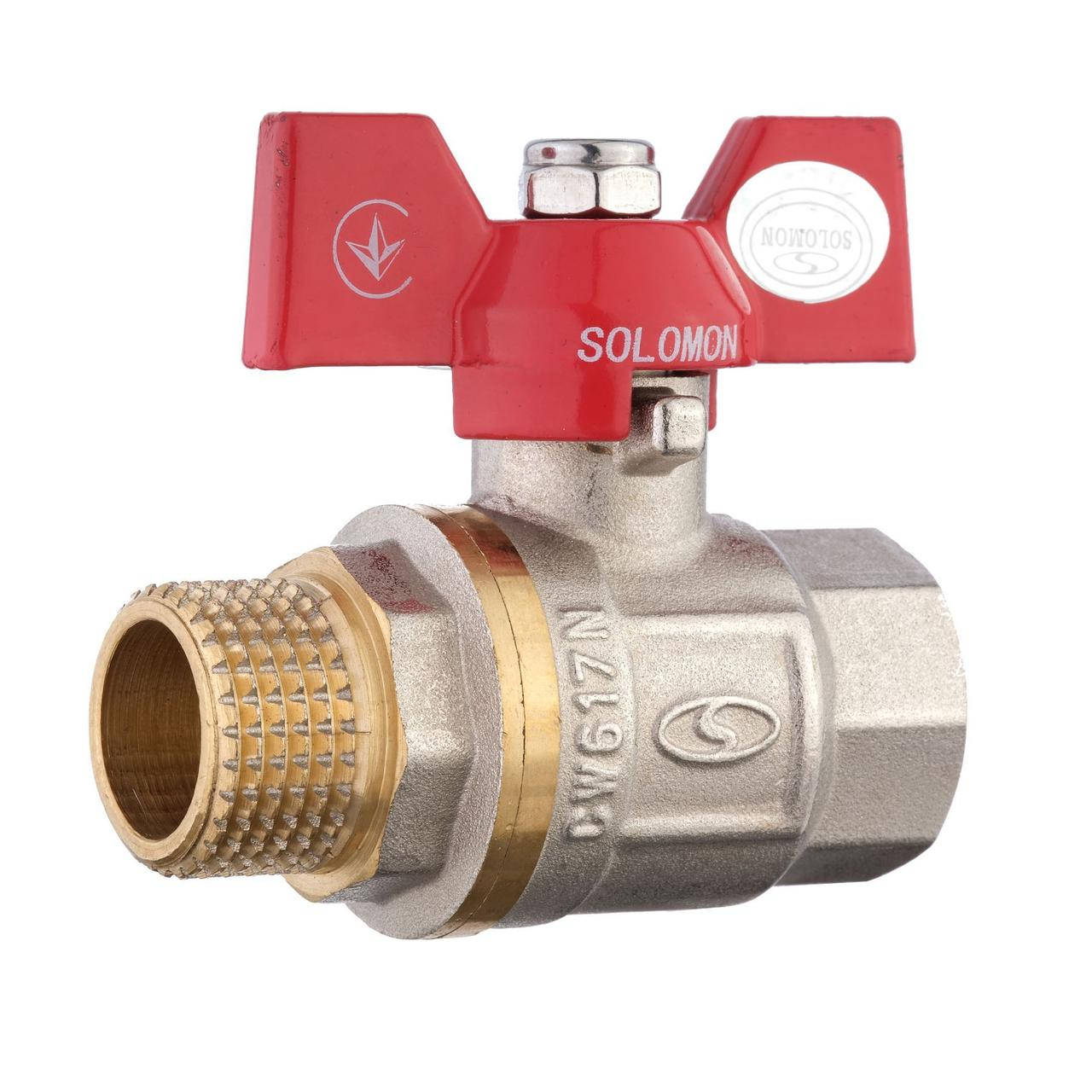

Кран кульовий прямий SOLOMON 1/2" ЗВ КБ PN40 B1008, Красный