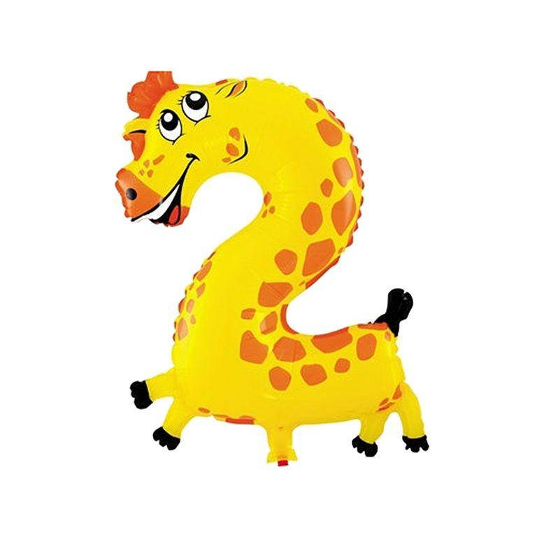 

Шар фольгированный 16" Цифра "2" ЖИРАФ ( 40 см ), Разные цвета