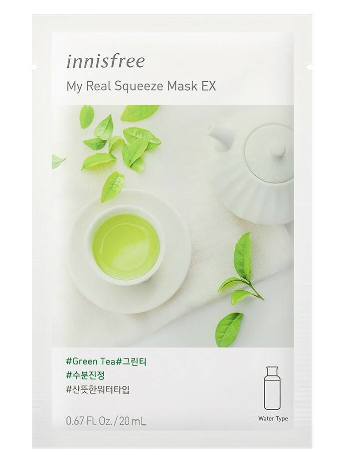 

Innisfree My Real Squeeze Mask Green Tea Тканевая маска с зелёным чаем