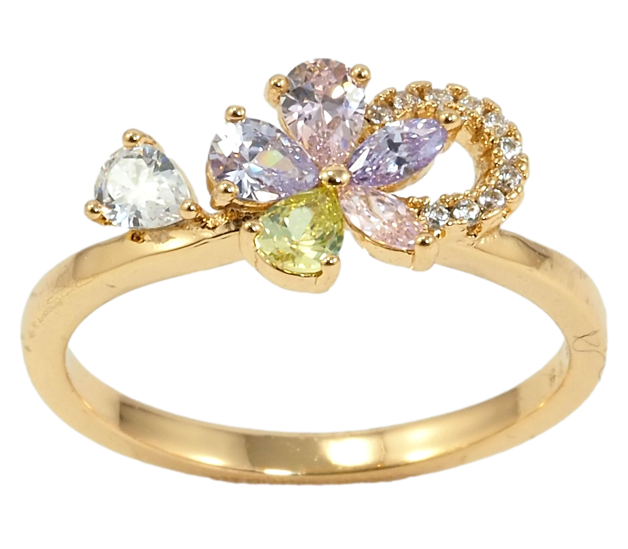 

Кольцо Xuping Позолота 18K "Цветочек с цветными фианитами" р.16,17,17.5