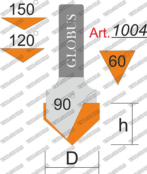 

Фреза Globus 1004 пазовая V-образная O90 D16 h16 d8